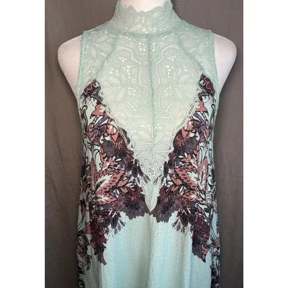 Intimately Free People Marsha Lace Slip Dress Turquoise Blue Floral Flowing XS - Picture 11 of 16